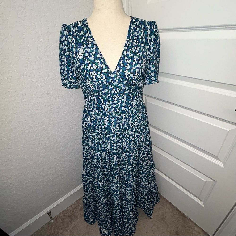 New, Ador Short Sleeve Tiered Maxi Dress